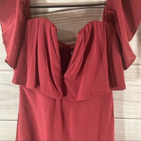 LOVERS + Friends Wine Primrose Off Shoulder Dress - Picture 4 of 15